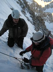 Using a prusik to ascend a fixed line on Mount Whitney's Mountaineer's Route, from Winter Mountaineering Trip 2011