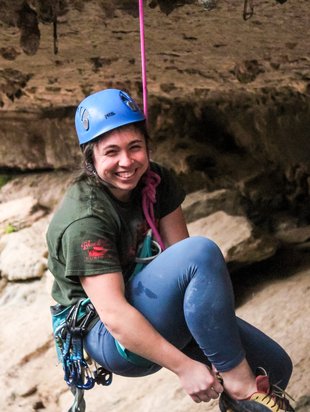 climber being lowered off of limestone route