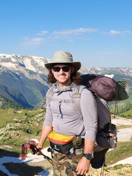 dude in the mountains