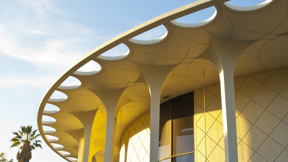A photo of Beckman Auditorium exterior