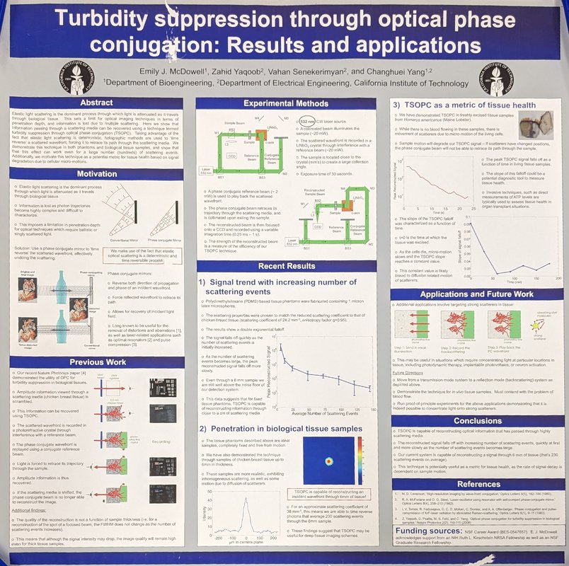Image of Turbidity suppression through optical phase conjugation: Results and applications research poster