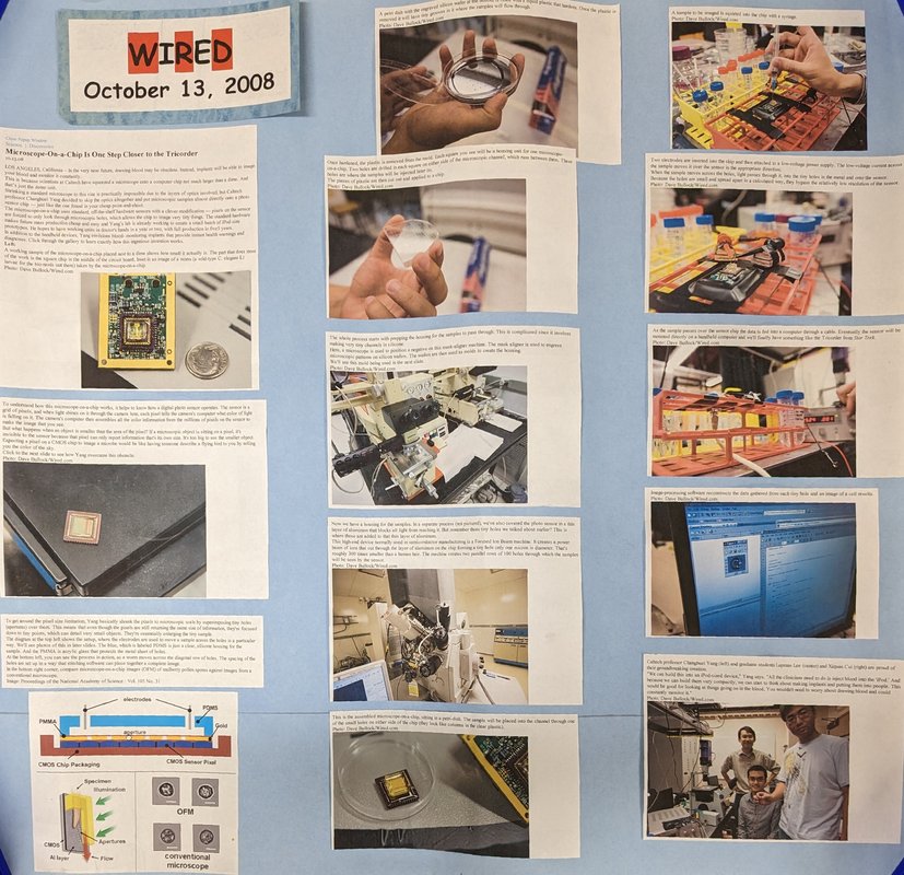 Poster of a WIRED article about a blood implant chip created by the group in 2008