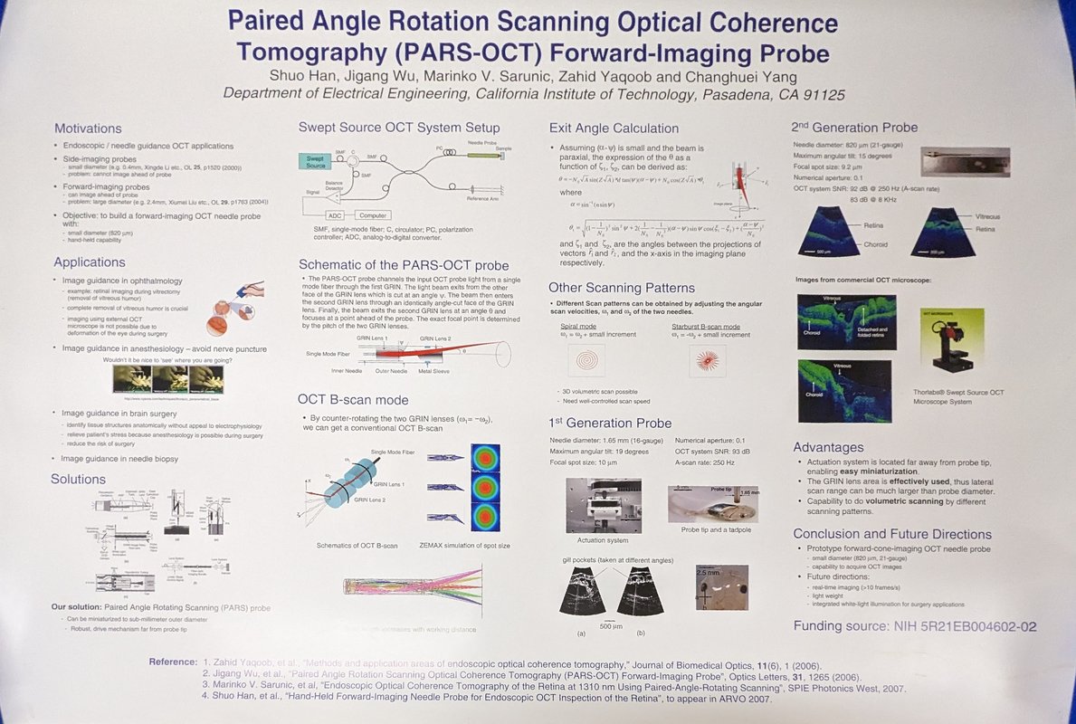 Image of Paired Angle Rotation Scanning Optical Coherence Tomography (PARS-OCT) Forward-Imaging Probe research poster