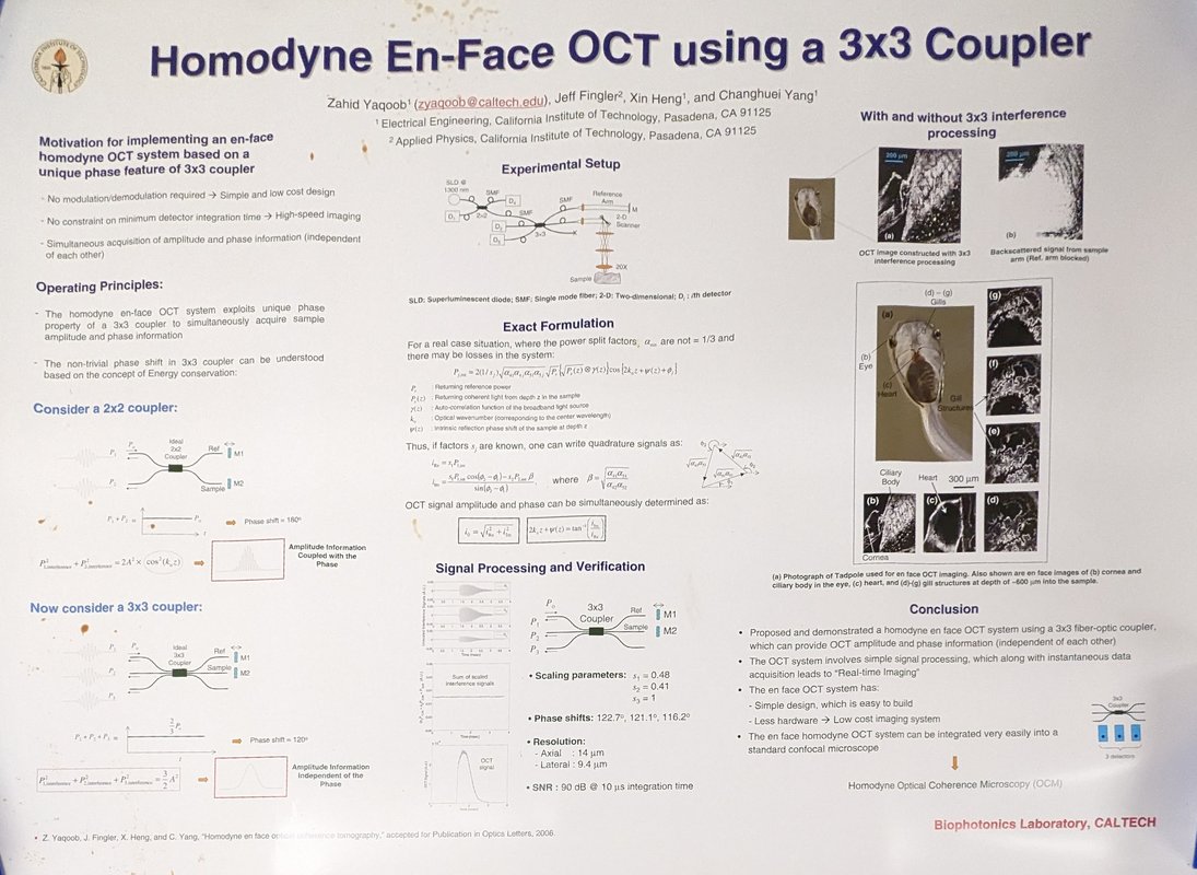 Image of the Homodyne En-Face OCT using a 3x3 Coupler research poster
