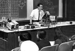 EE 4, 1970-71, Introduction to Digital Electronics. Circuits were designed on the blackboard, wired together, and debugged in class.
