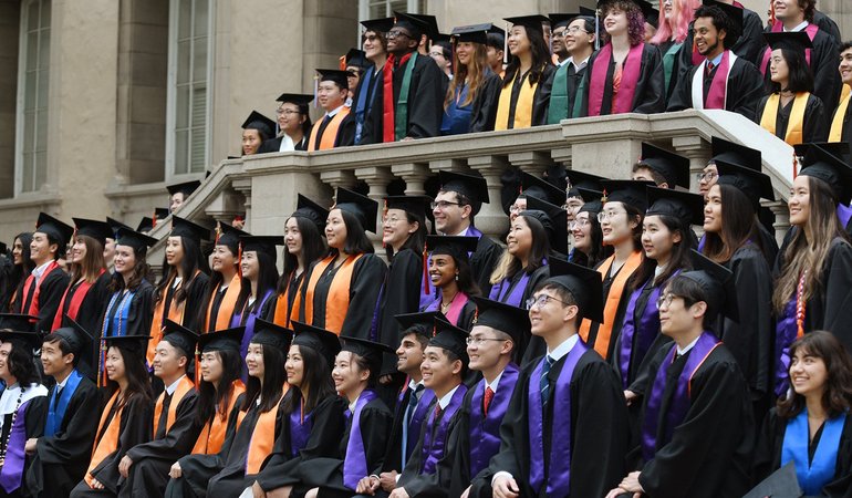 Caltech graduates posing for a group photo