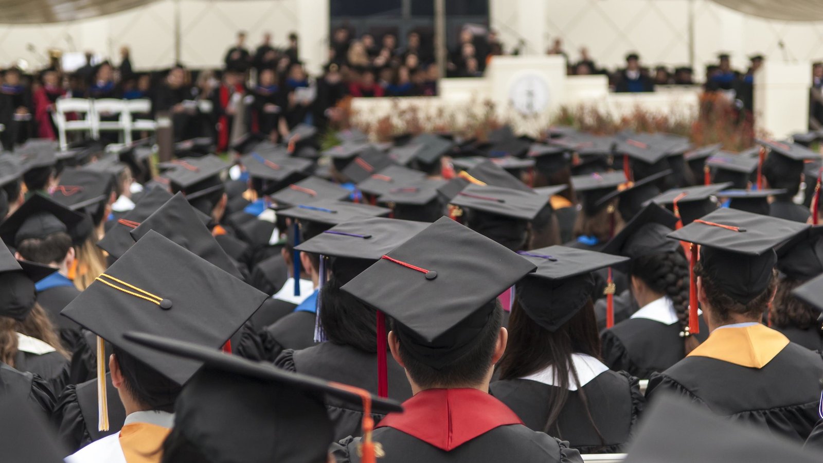 a sea of graduation caps