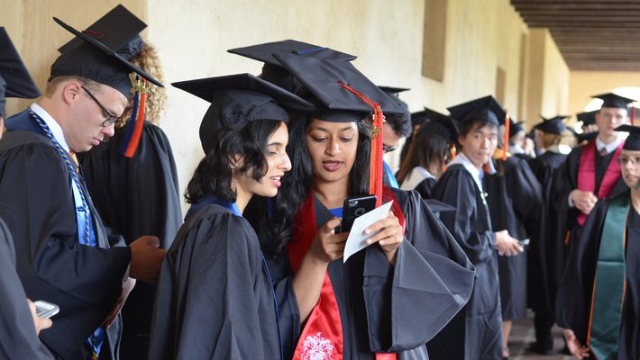 graduating seniors in the marshalling area