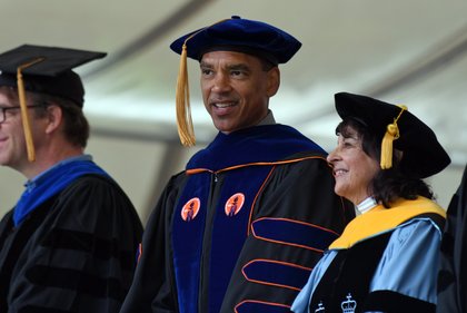Image of Caltech faculty at commencement.
