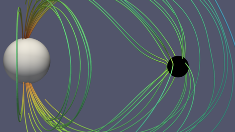 Magnetosphere of neutron star - black hole binary