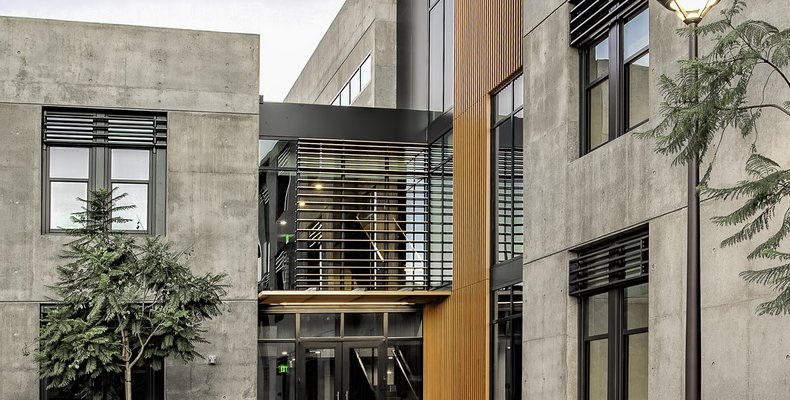 N.W. corner of interior courtyard to Bechtel Residence