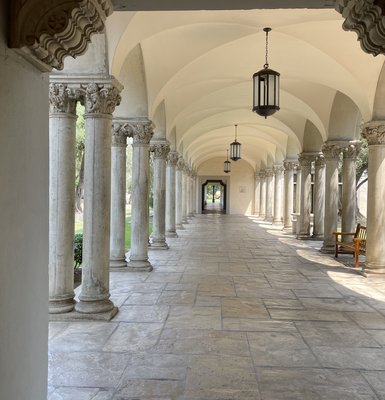 Colonnade open on the sides with roof and series of columns on both sides