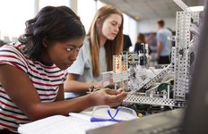 two women in a lab