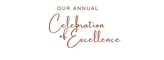 white background. Celebration of Excellence reads in orange