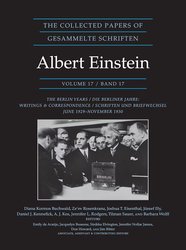 Collected Papers of Albert Einstein Volume 17 dustjacket