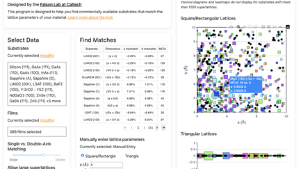 A screenshot of the lattice matching web app interface.