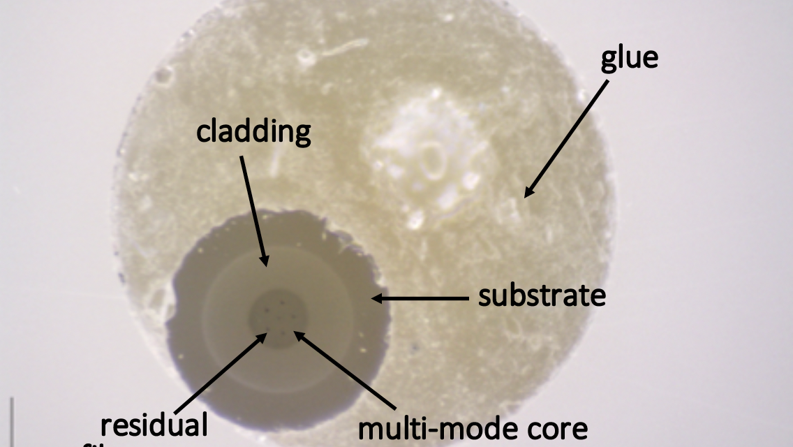 Microscope image of the multimode face of a mode-selective photonic lantern