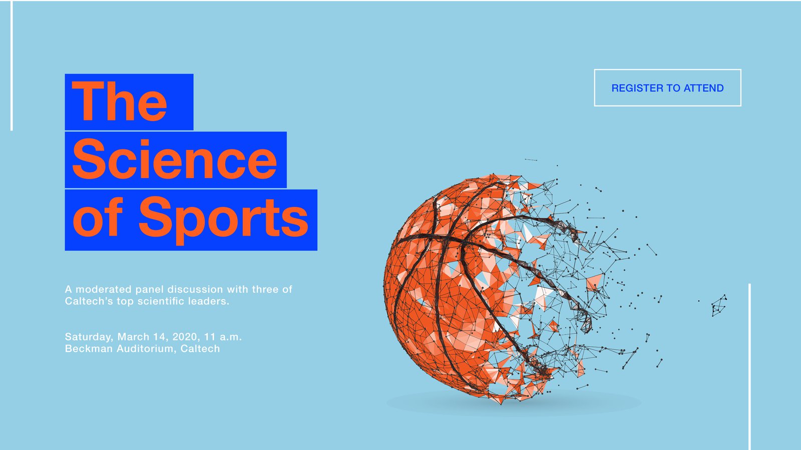 Graphic advertising the event's keynote panel discussion on "The Science of Sports"