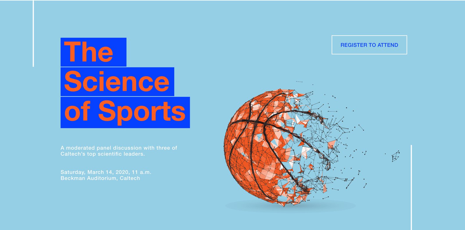 Graphic advertising the event's keynote panel discussion on "The Science of Sports"