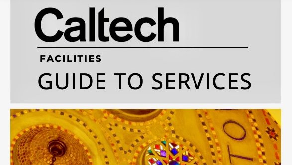 gray magazine cover reading "Guide to Services" with large gold image in the middle featuring circular designs on a ceiling that include some stained glass.
