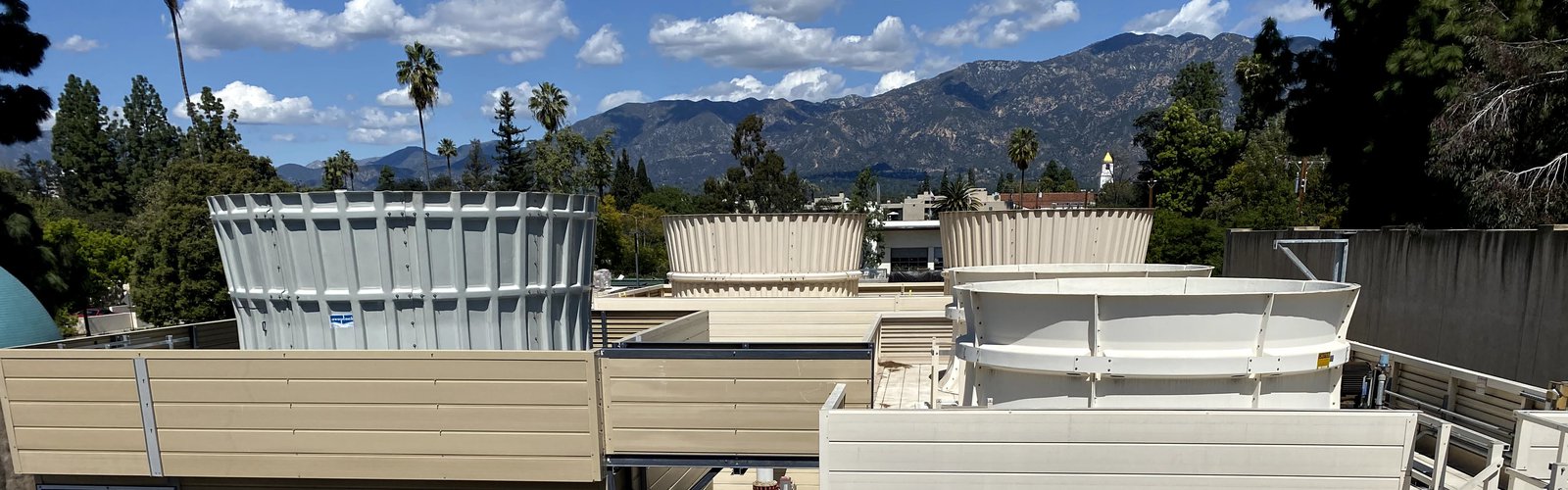 Utility plant under construction on Caltech campus at the foothills of the San Gabriel mountains