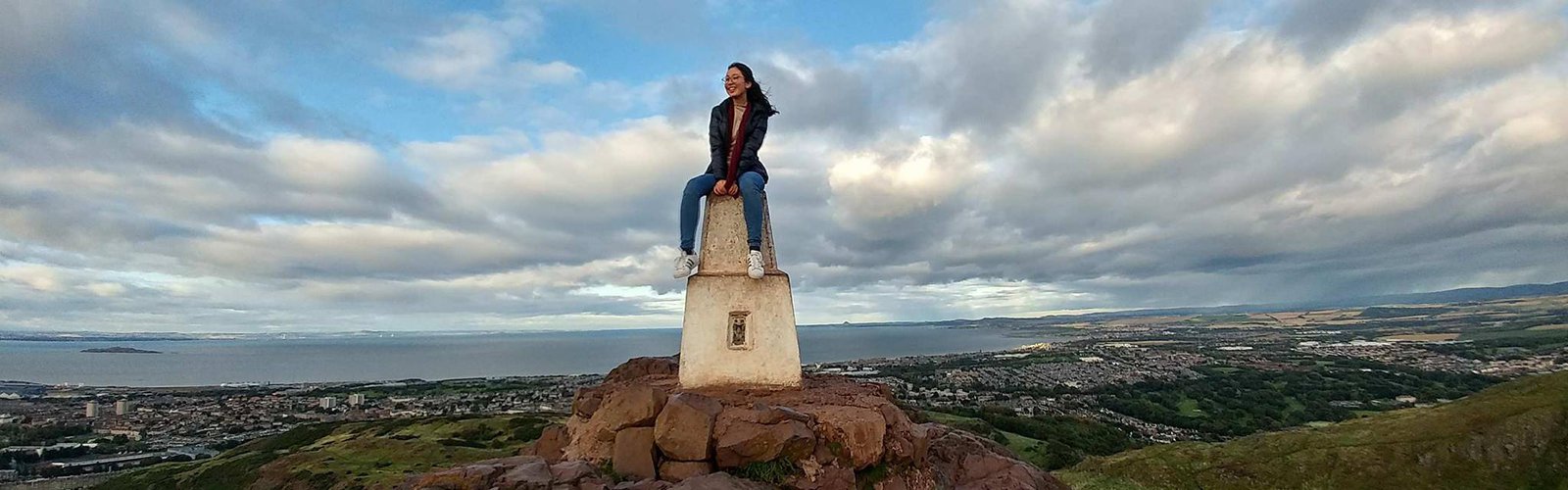 Hye Joon Lee on the top of Arthur's Seat in Edinburgh.