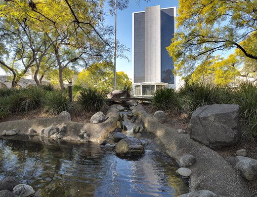 Millikan building from Throop Pond