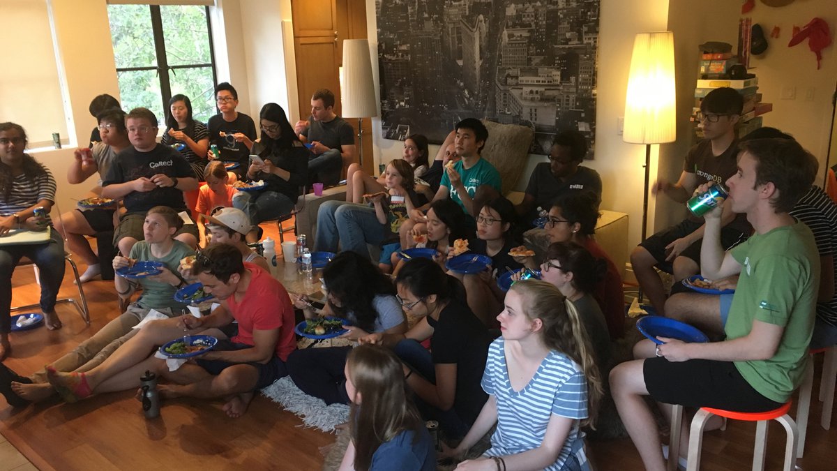 Students watching a movie.