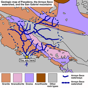 A simplified geologic map of the Arroyo Seco