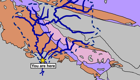 A simplified geologic map of the Arroyo Seco