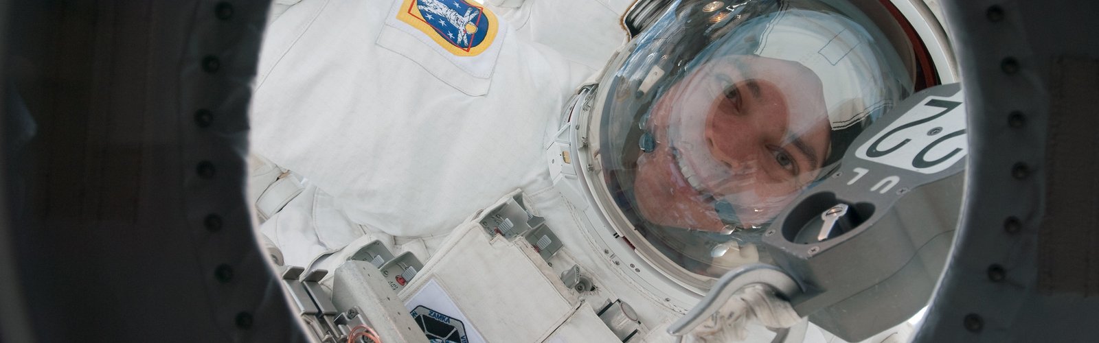 A photo of US Astronaut Robert Behnken in spacesuit
