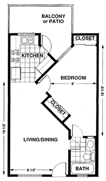 Map of a 1-bedroom Catalina apartment