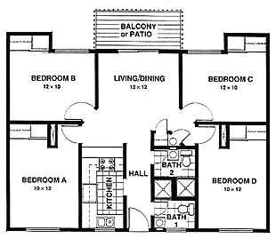 Map of a 4-bedroom Catalina apartment