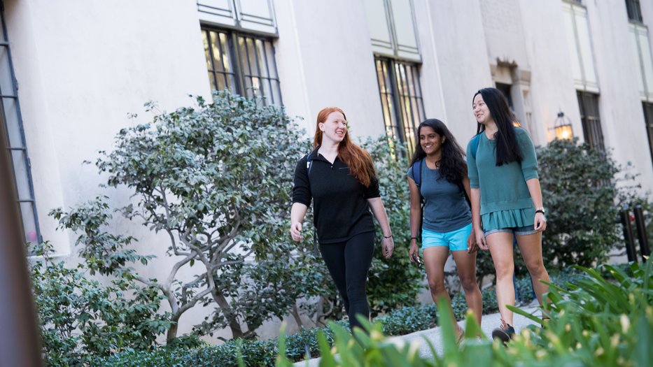 Students walking on campus