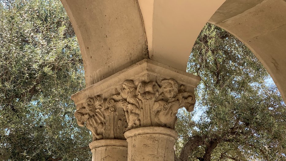 UG South Houses exterior, top of column.