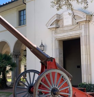 UG Fleming House, exterior. Featuring cannon.
