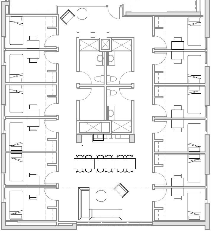 Room configuration of 12-bedroom suite