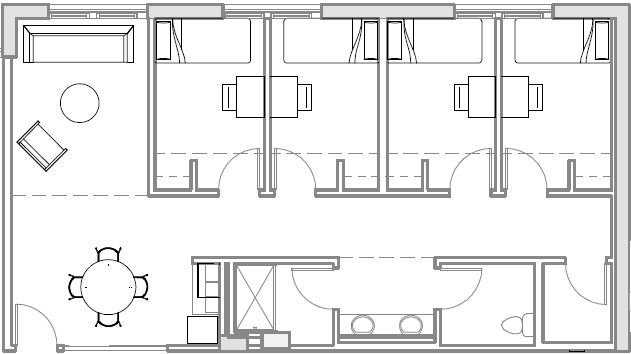 Room configuration of 4-bedroom suite