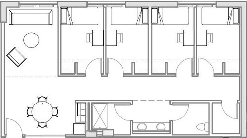 Room configuration of 4-bedroom suite