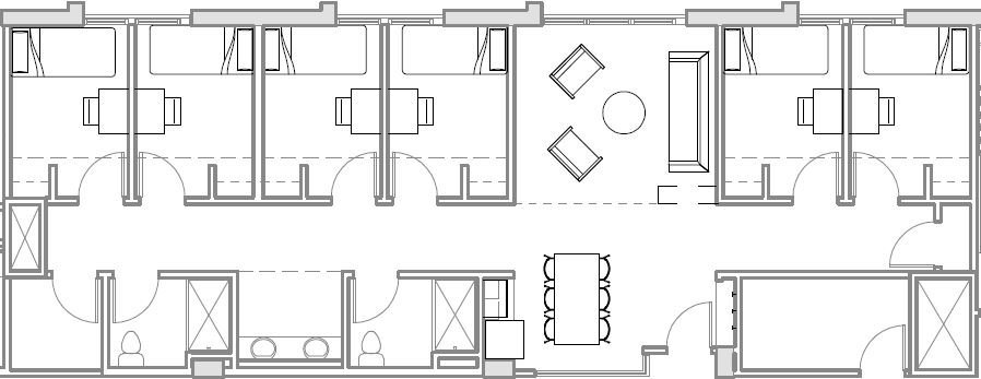 Room configuration of 6-bedroom suite
