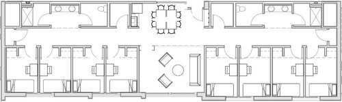 Room configuration of 8-bedroom suite