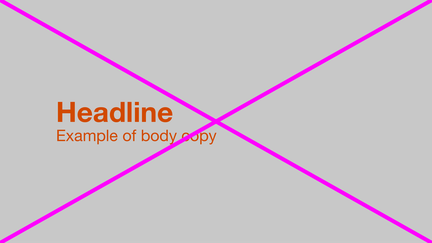 A grey swatch with orange text.