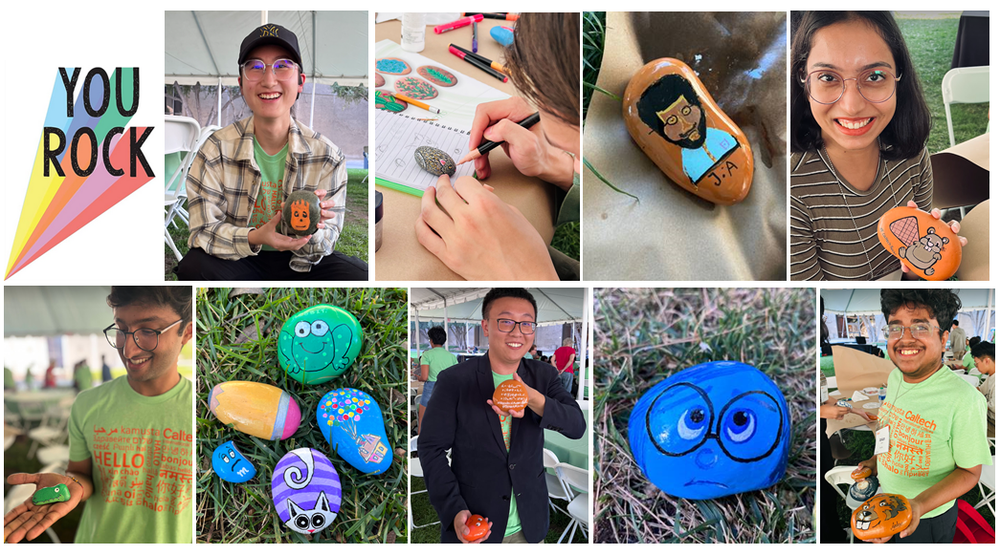Photo Collage of Students with Painted Rocks