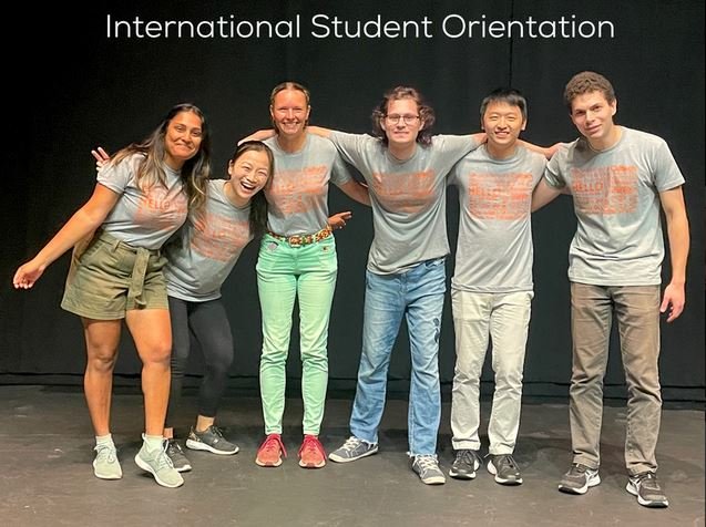 Orientation Leaders on stage at Ramo Auditorium