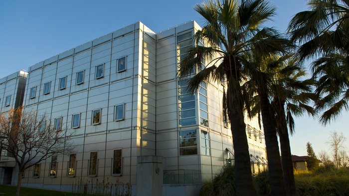 Broad building at sundown