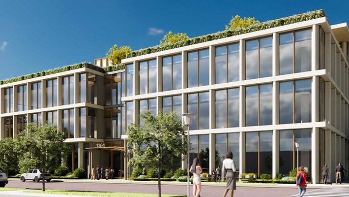 Artist's render of three-story building