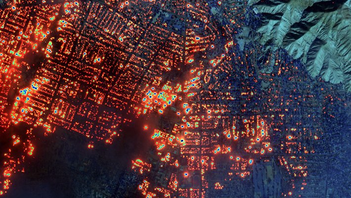 Aerial view of 2025 Eaton Canyon Fire