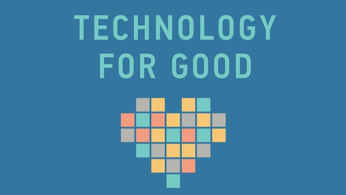 "Technology for good" on blue background