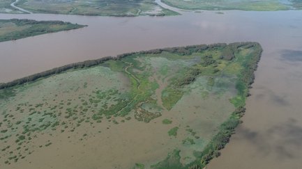 River delta land building