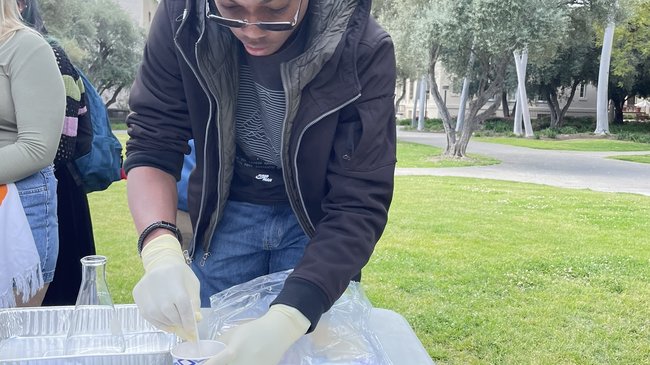 students trying elephant toothpaste demonstration